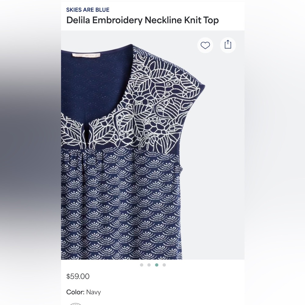 Embroidery Neckline Knit Top